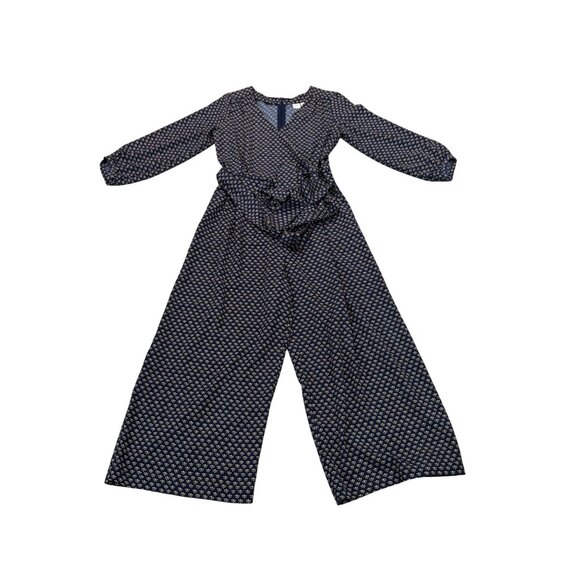 Gap Womens Navy Wrap Jumpsuit With Floral Print & Wide-Leg Design - Picture 4 of 10